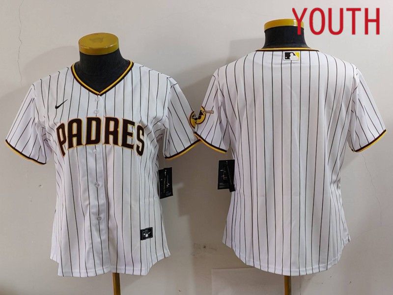 Youth San Diego Padres Blank White Stripe Game 2024 Nike MLB Jersey style 8302